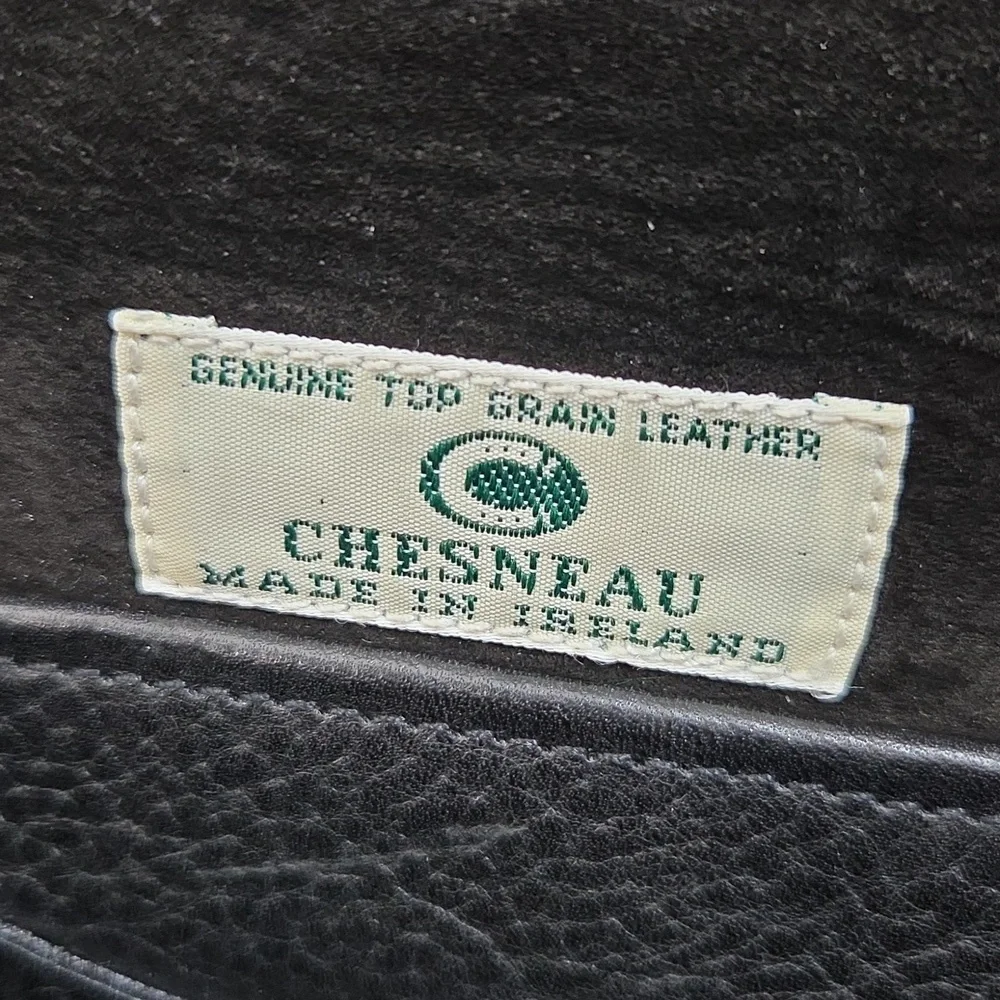 Vintage Chesneau Black Top Grain Leather Men's Briefcase